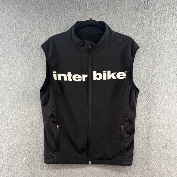 Interbike Black Cycling Vest Men’s Size Large Full Zip Sleeveless Jacket - Picture 5 of 8